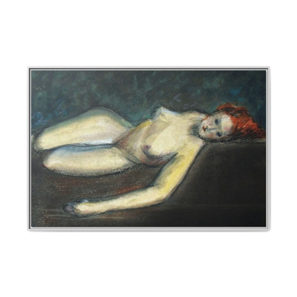 Lying nude by Paul Gosselin Framed Matte Canvas Wall Art Print