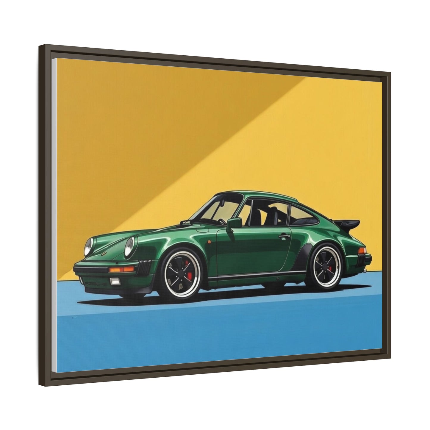 Framed Matte Canvas — Green Sports Car Wall Art