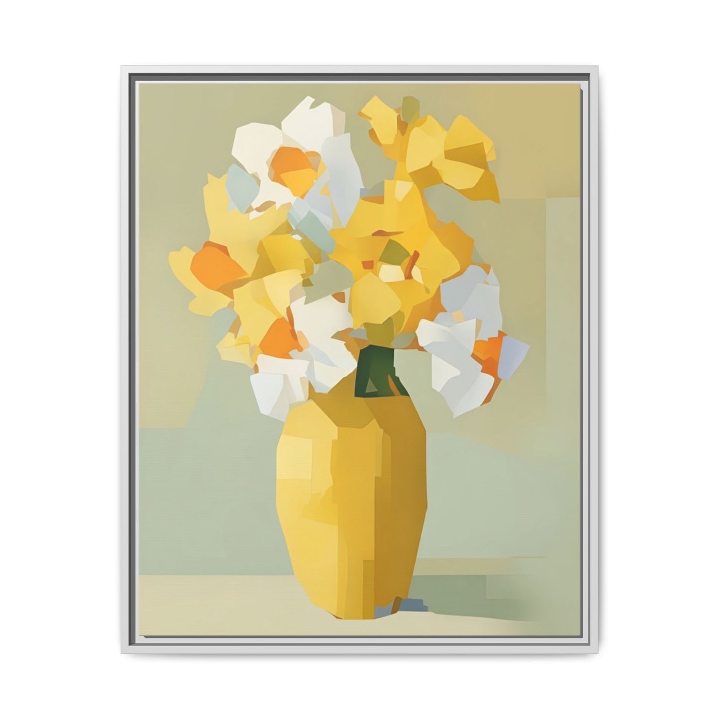Framed Floral Canvas Print — Yellow Vase Bouquet Wall Art