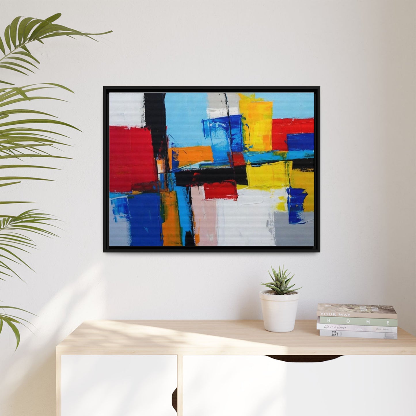 Abstract Color Block Matte Canvas Framed Wall Art