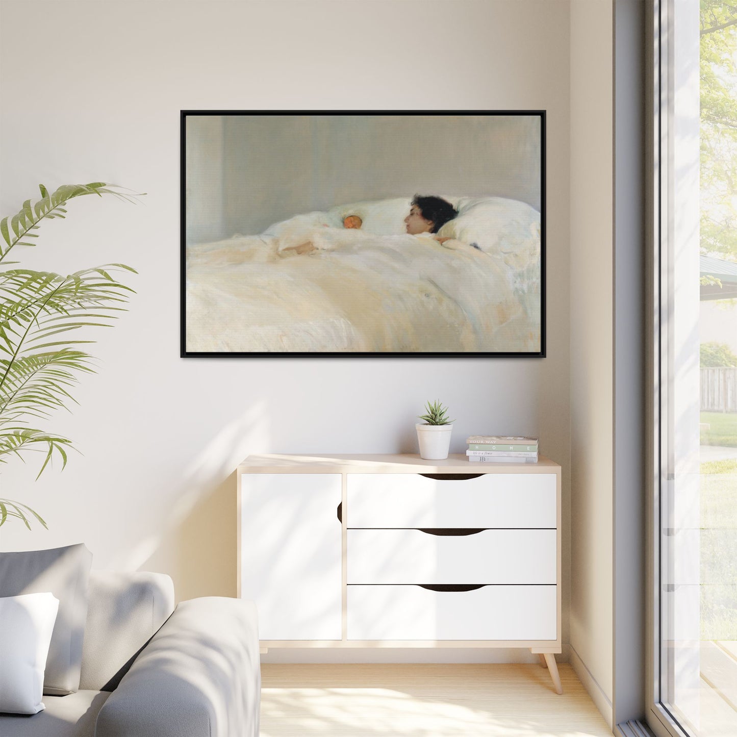 Mother by Joaquin Sorolla y Bastida Framed Matte Canvas Wall Art Print
