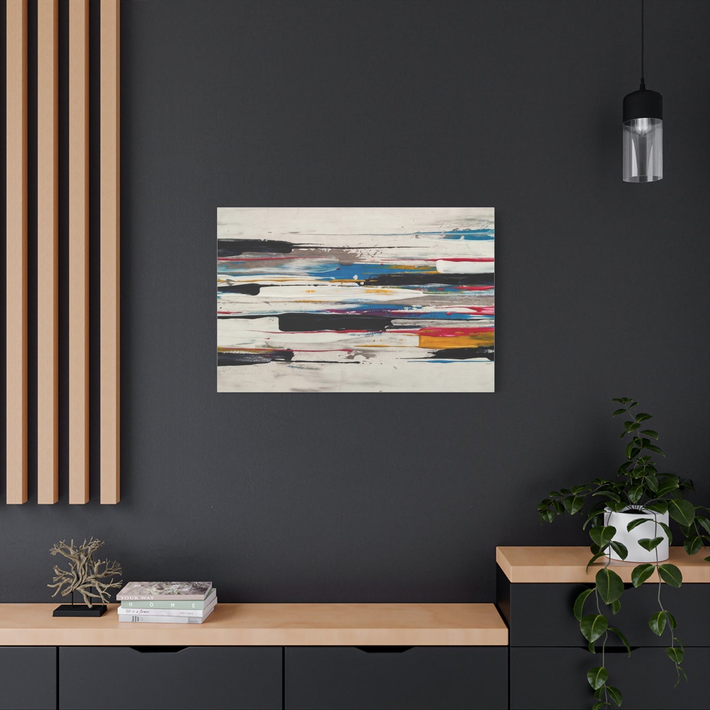 Abstract Color Streaks Matte Canvas Print — Modern Horizontal Wall Art