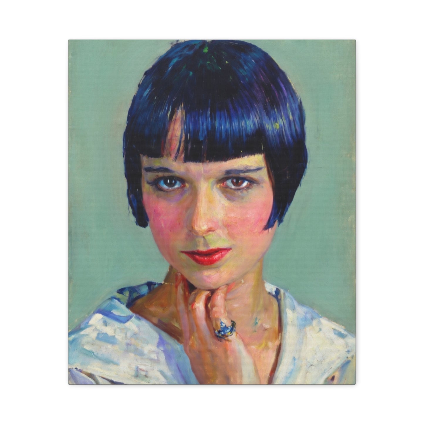 Portrait Canvas Print — Vintage Flapper Woman Matte Stretched Wall Art