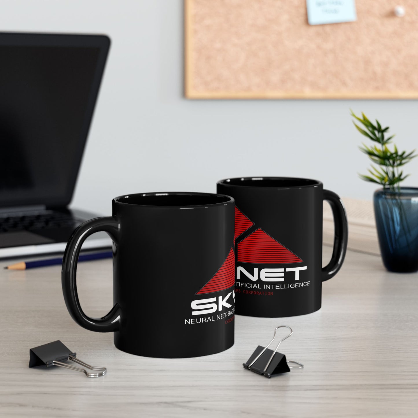 Skynet Logo Black Mug — Sci‑Fi AI Coffee Cup (11oz & 15oz)