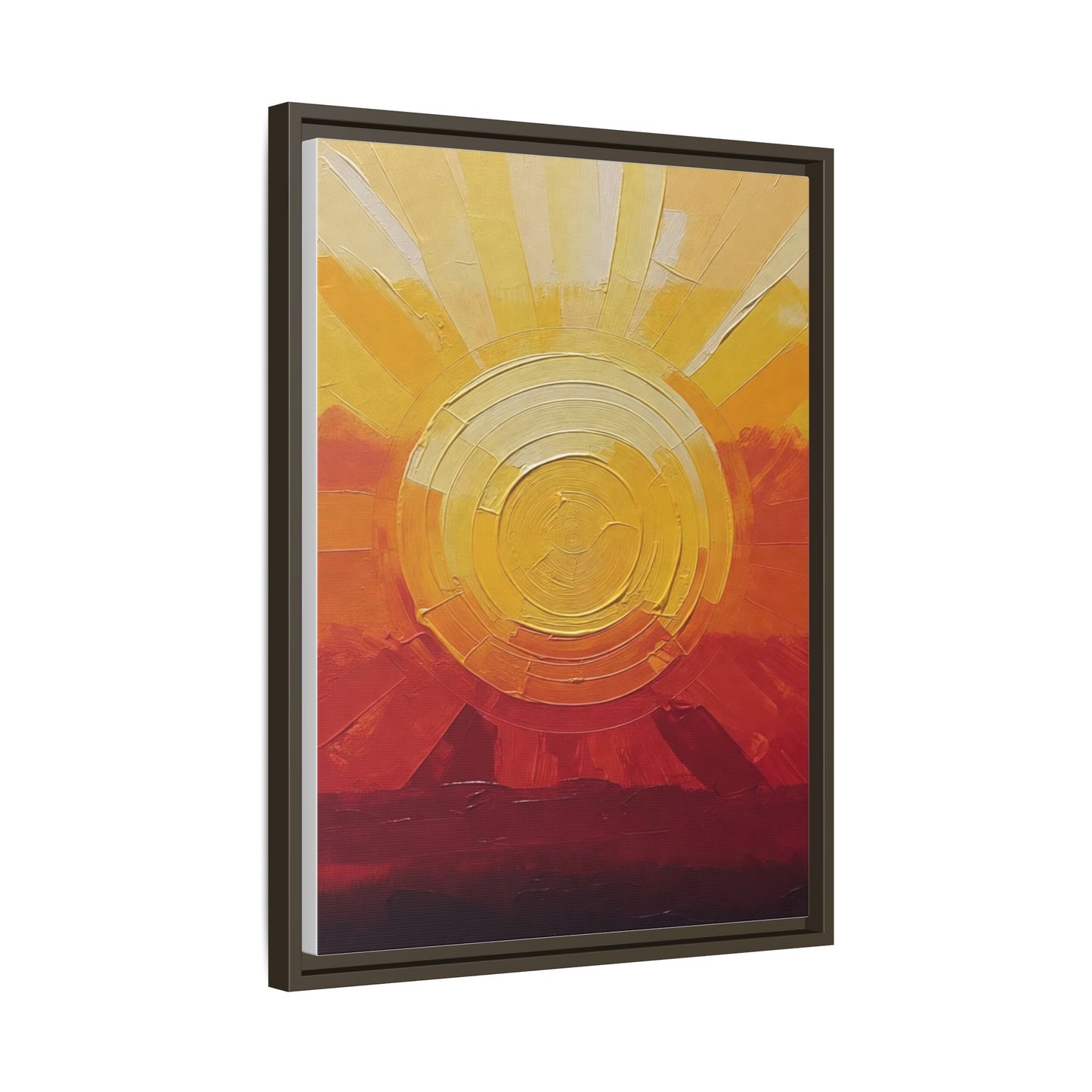 Sunburst Abstract Framed Canvas Art — Matte Multi‑Color Wall Print