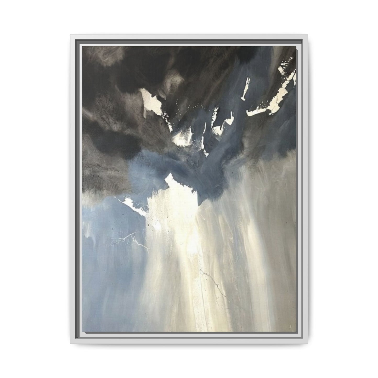 Framed Matte Canvas Art — Moody Abstract Sky Painting