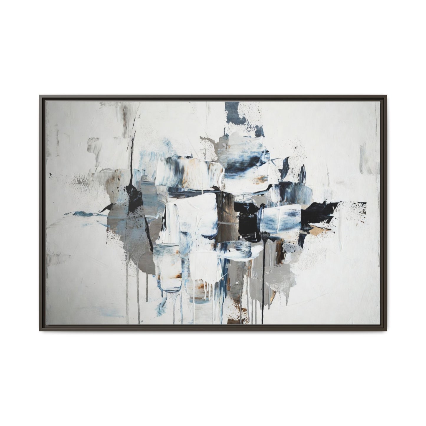 Framed Abstract Canvas Art — Blue Neutral Modern Wall Print