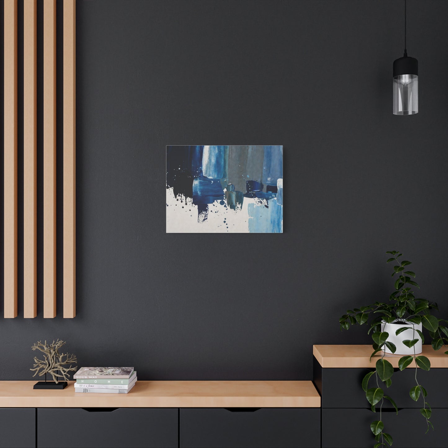 Blue Abstract Canvas Wall Art – Modern Matte Stretched Canvas