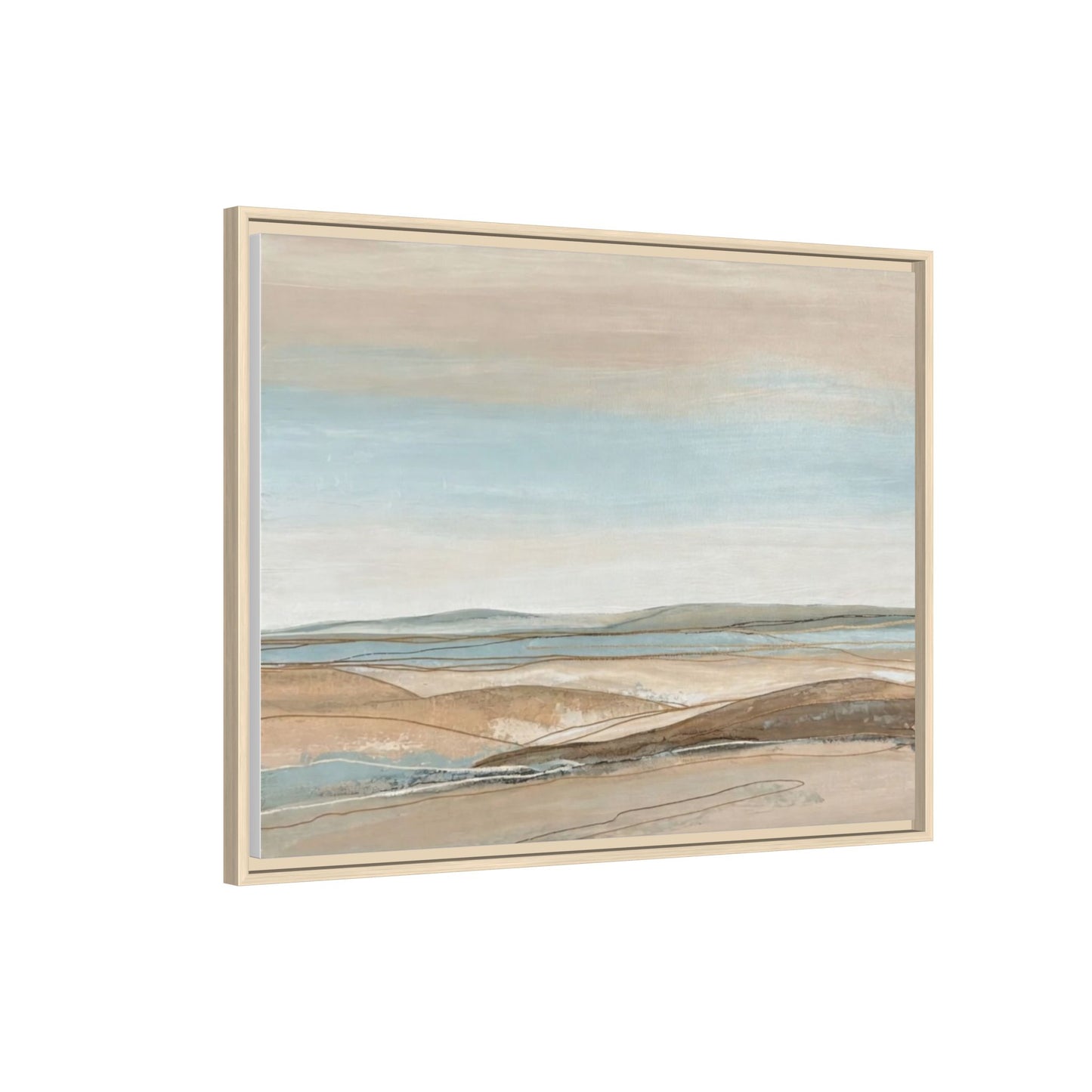 Framed Abstract Landscape Matte Canvas — Serene Coastal Horizon Wall Art