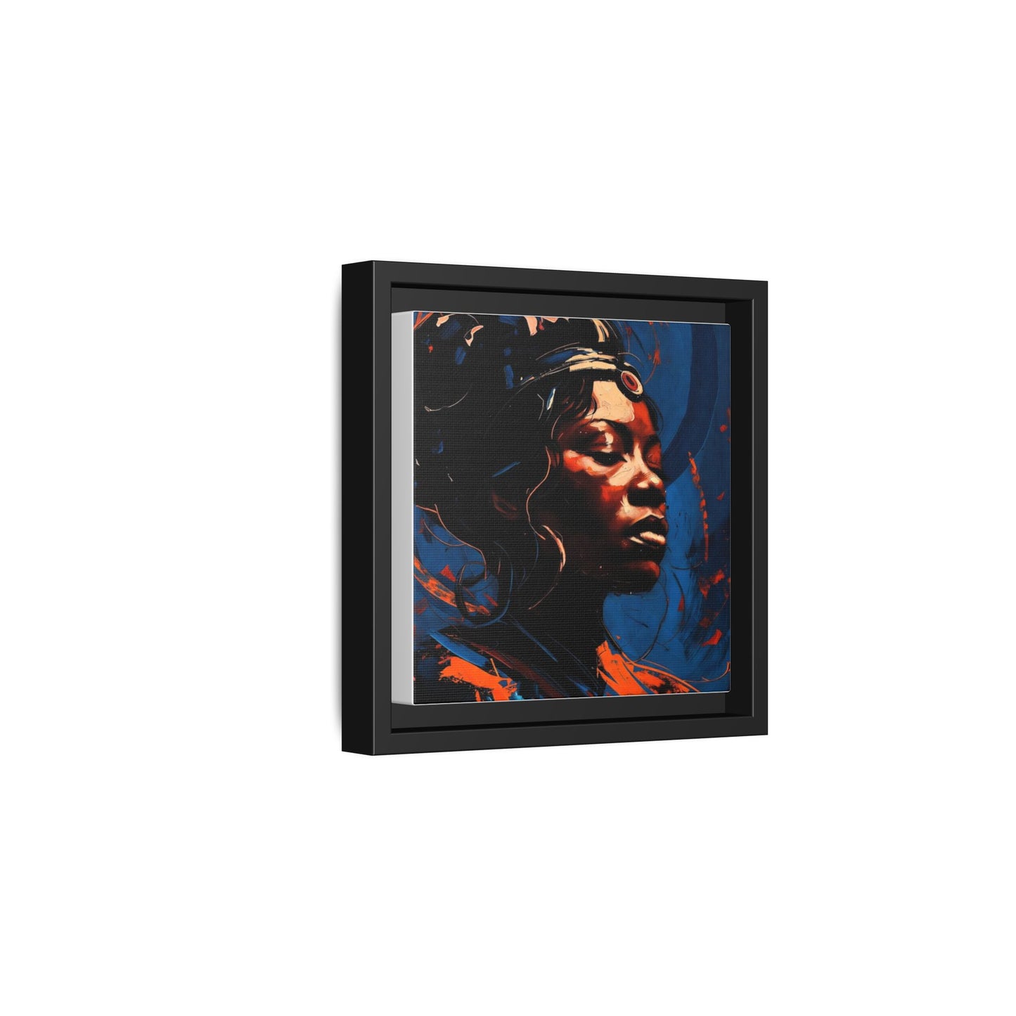 Framed Matte Canvas Art - Vibrant Portrait of a Black Woman (Multi-Color)