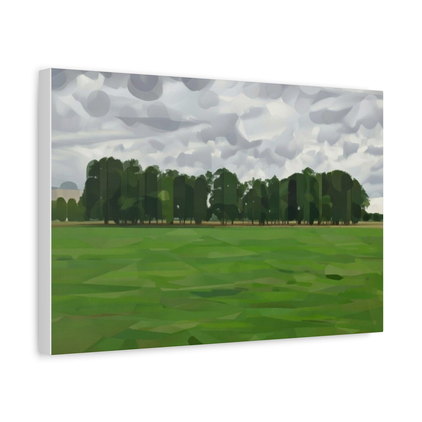 Green Field Landscape Canvas Print — Tranquil Park Scene Matte Stretched Canvas