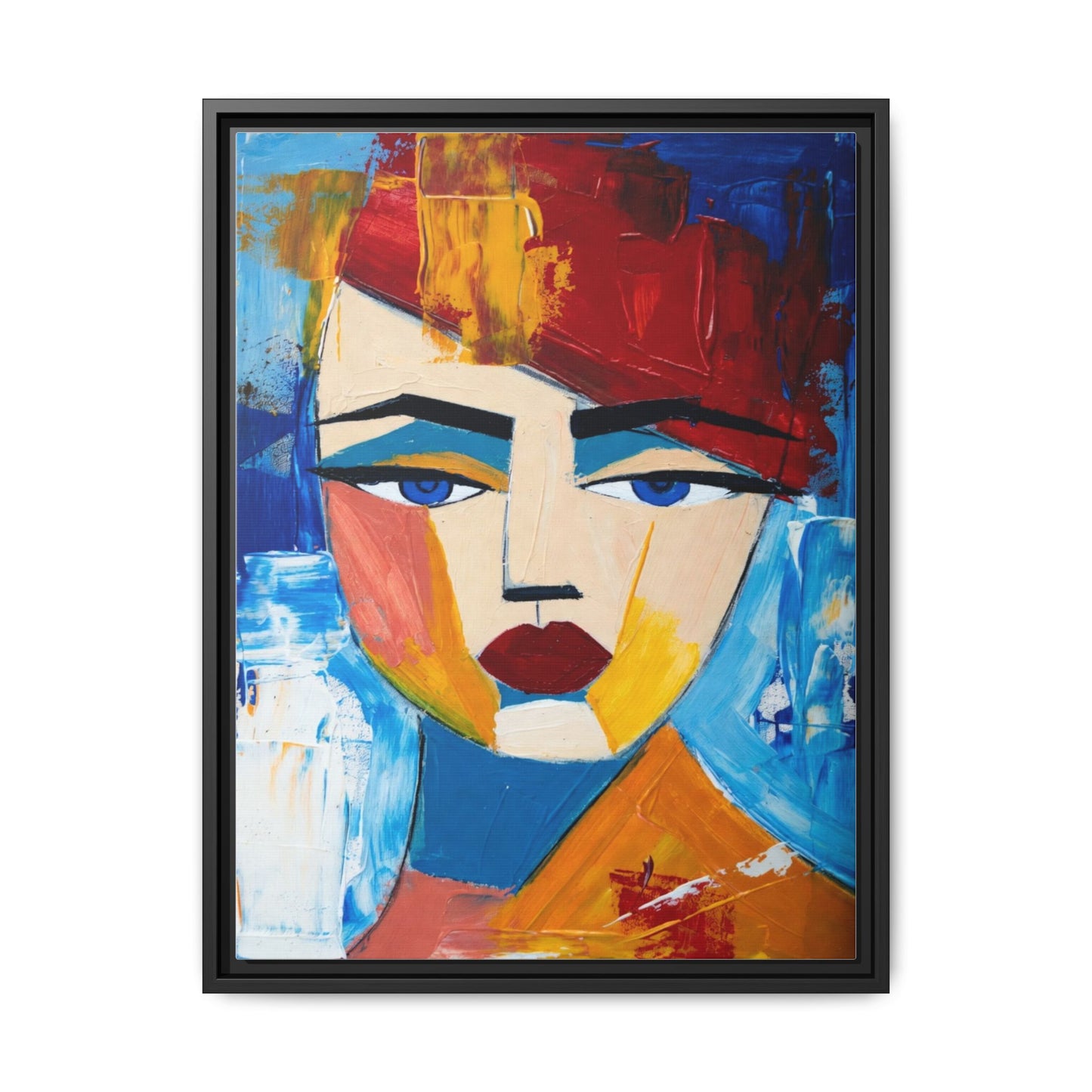 Abstract Colorful Portrait Framed Canvas Art