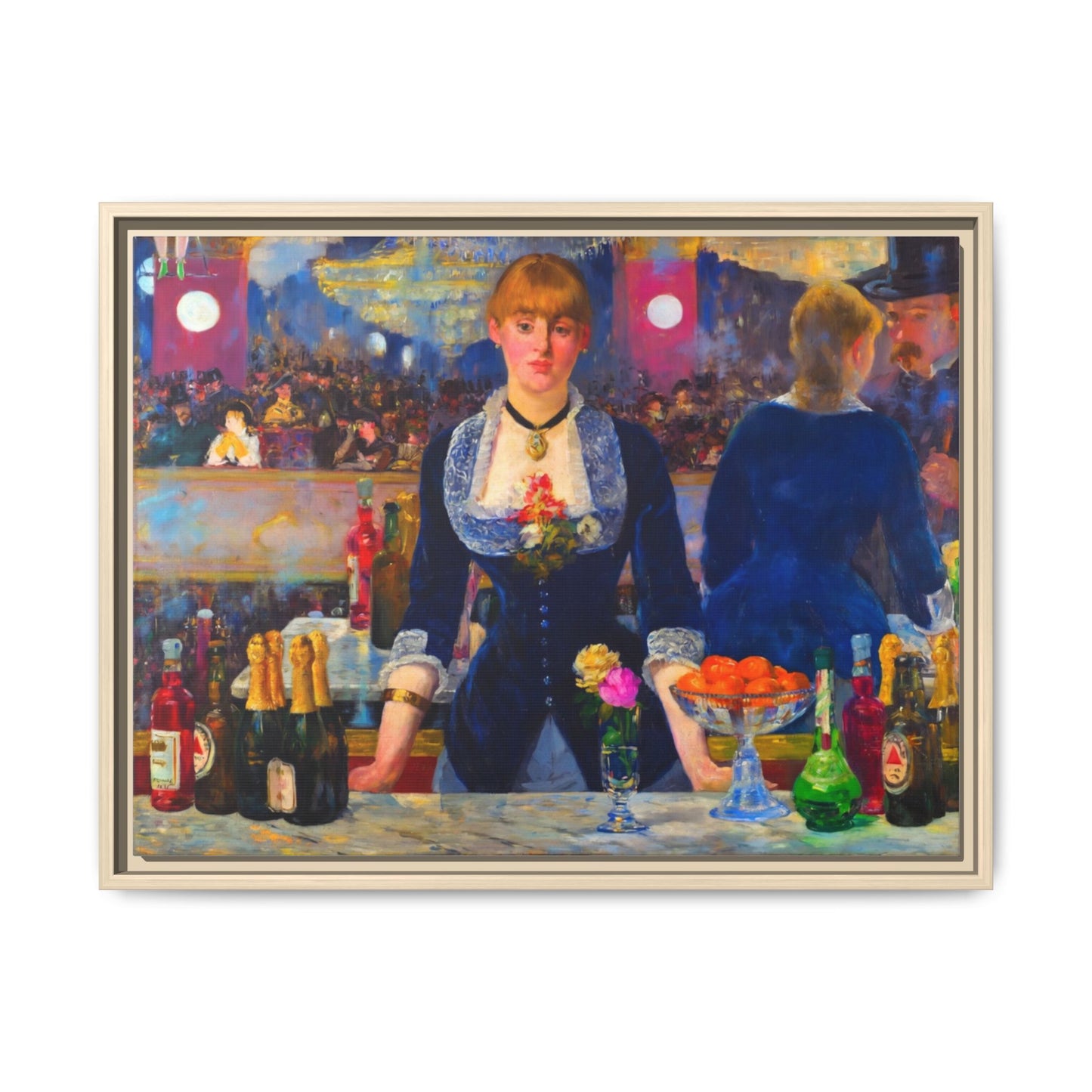 Framed Matte Canvas Print — Vintage Parisian Bar Scene
