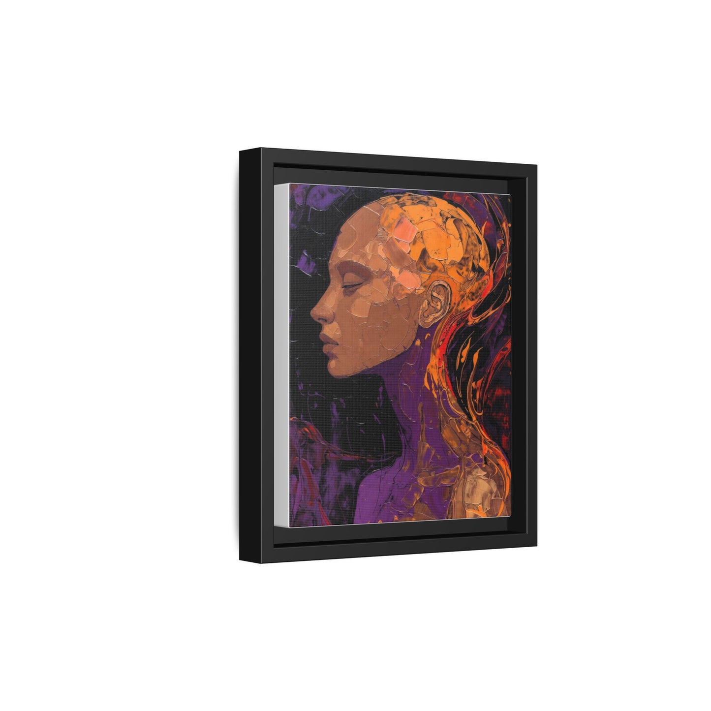 Abstract Profile Portrait Matte Framed Canvas — Multicolor Feminine Art Print