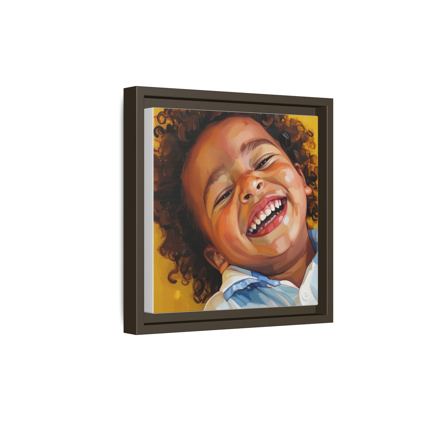 Framed Matte Canvas Print – Joyful Child Portrait, Colorful Nursery Wall Art