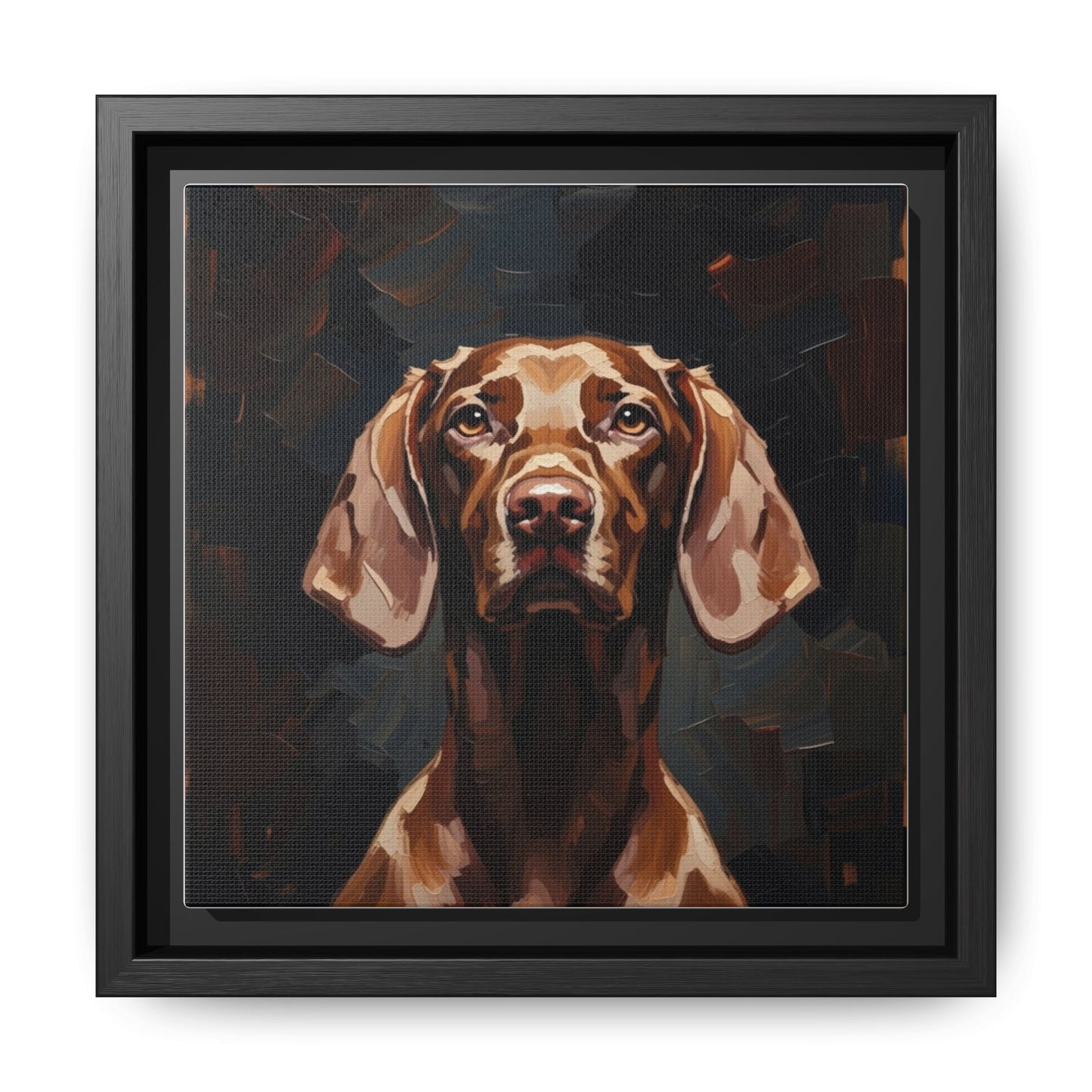 Framed Matte Canvas Dog Portrait – Brown Vizsla Wall Art