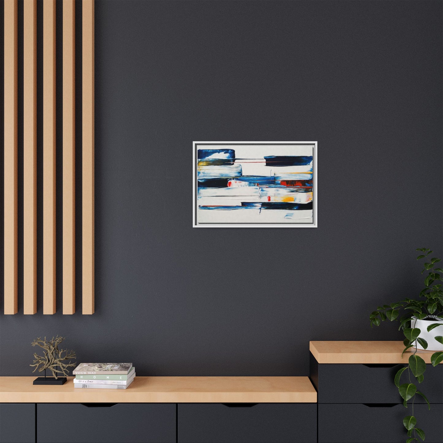 Abstract Coastal Brushstrokes Framed Canvas Print