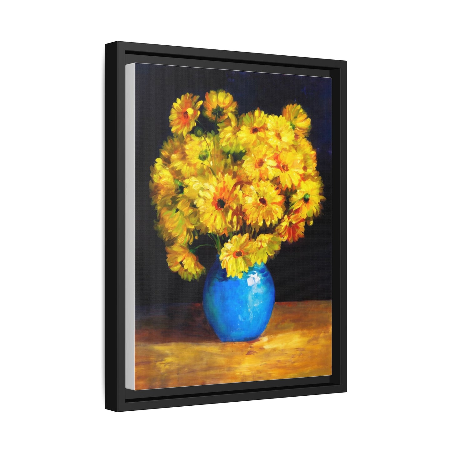 Yellow Daisy Bouquet Matte Canvas Framed Wall Art