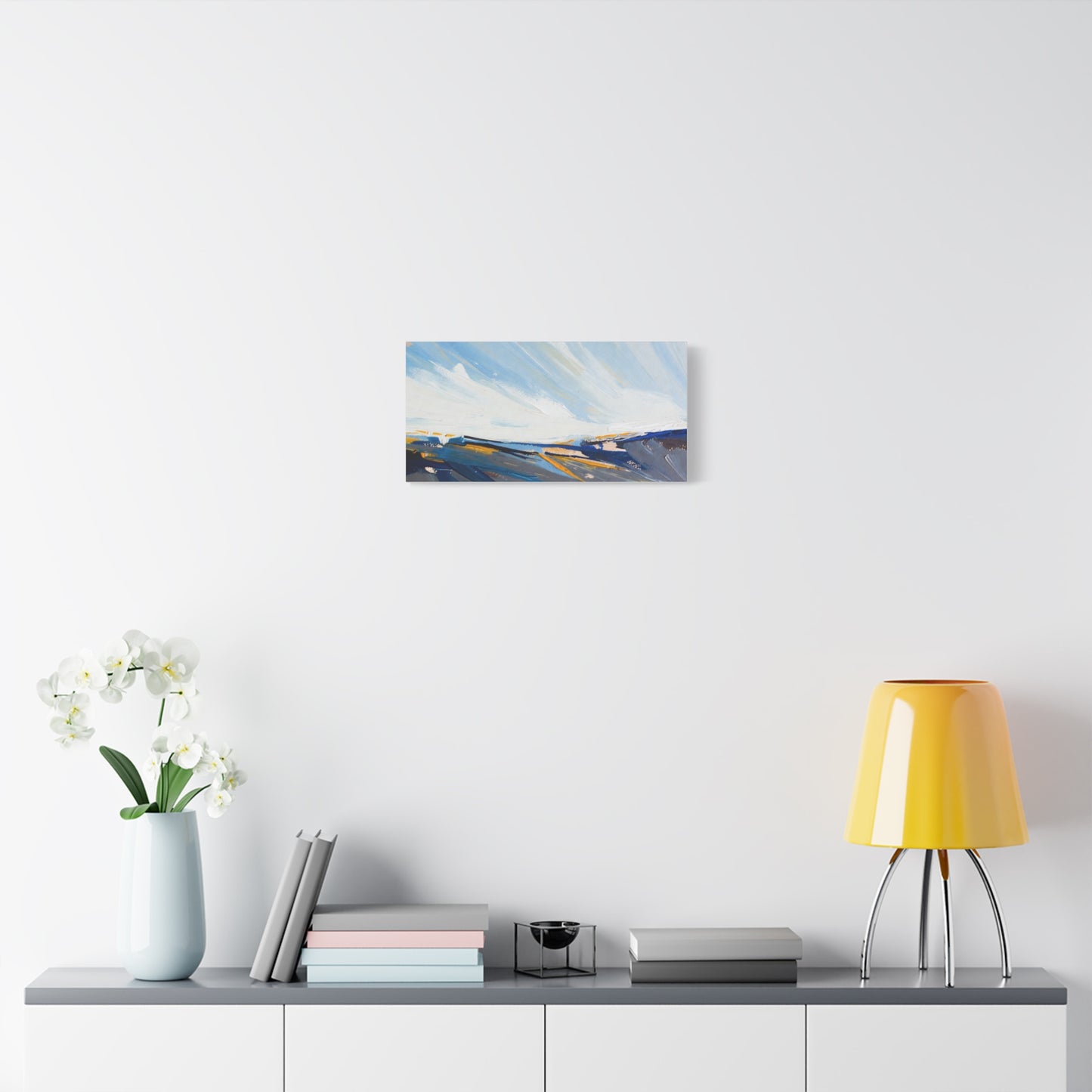 Abstract Coastal Landscape Canvas Print — Blue Sky Seascape Wall Art