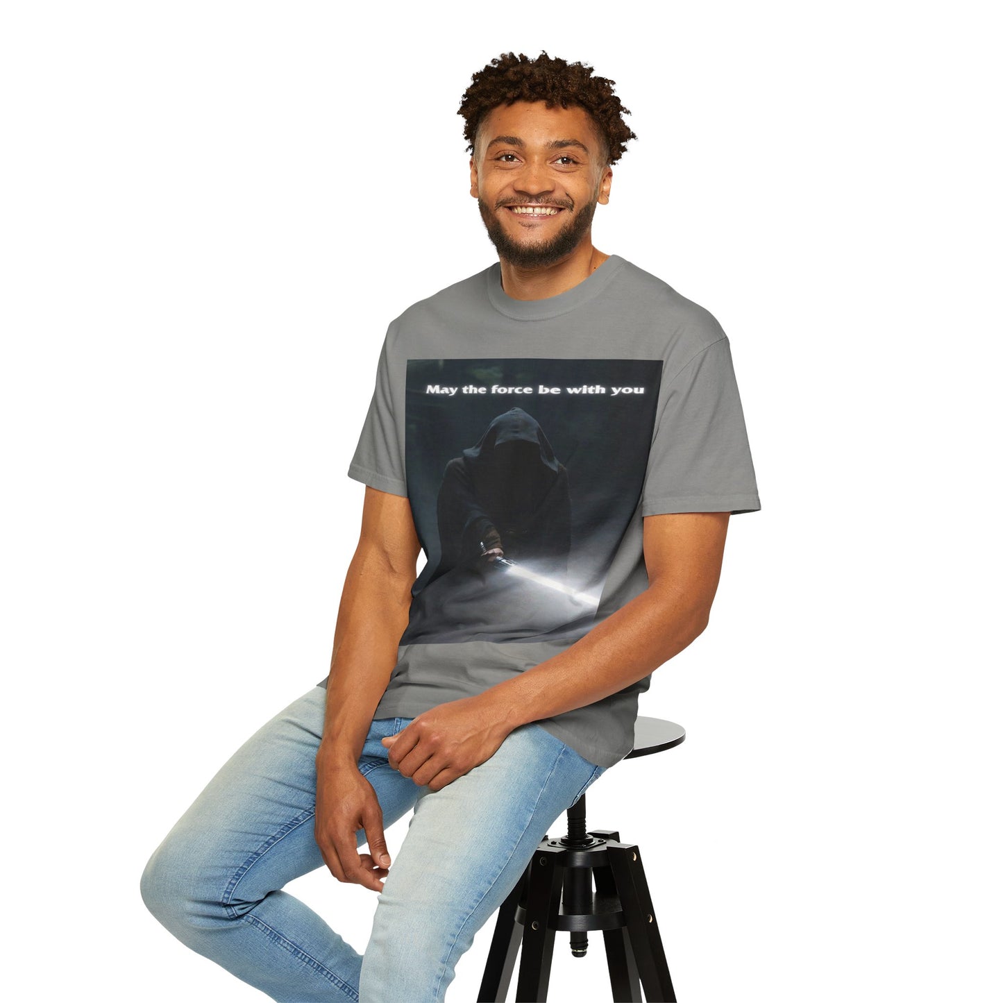 May the Force Be With You T-Shirt — Dark Hooded Lightsaber Graphic Tee