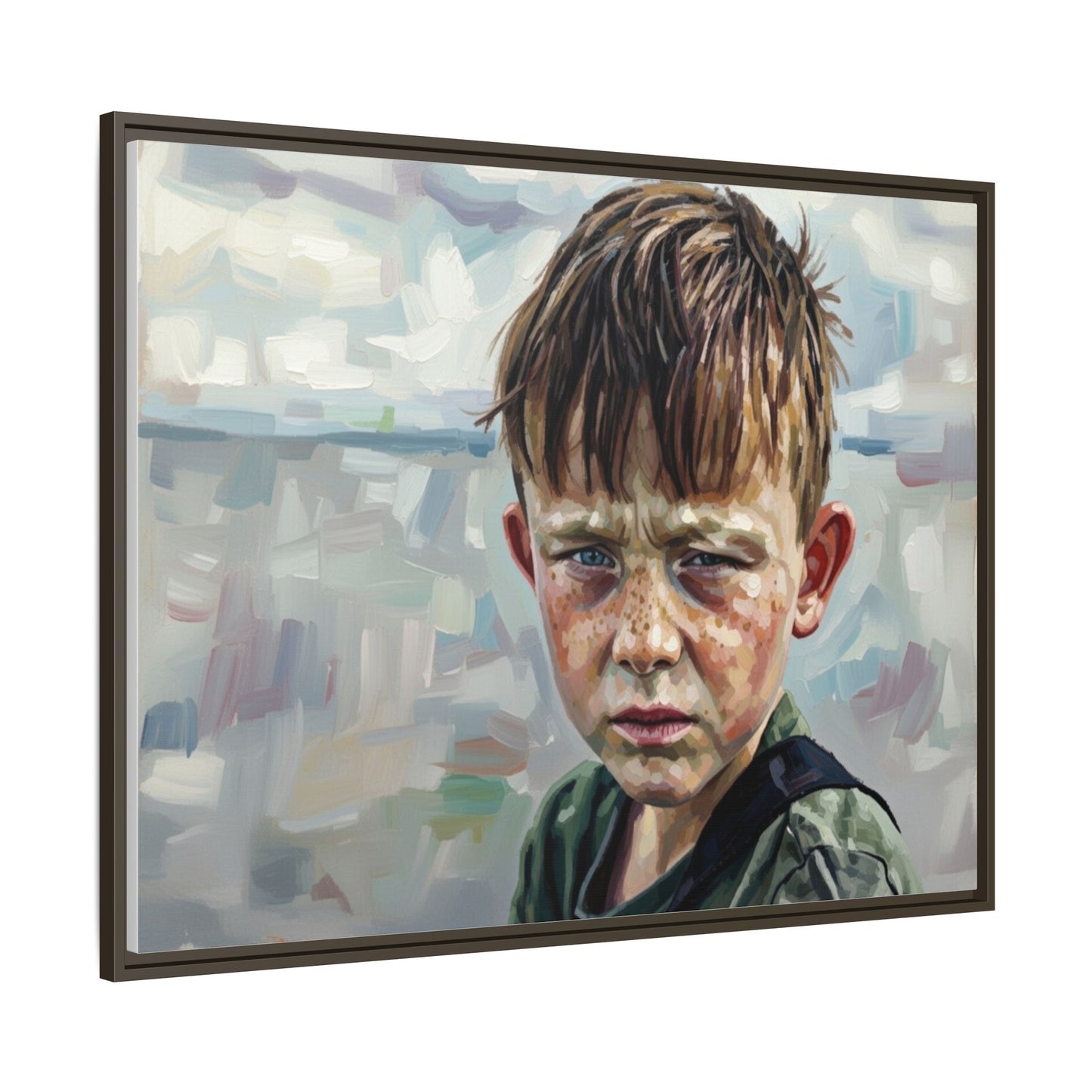 Framed Matte Canvas: Gritty Boy Portrait Art Print