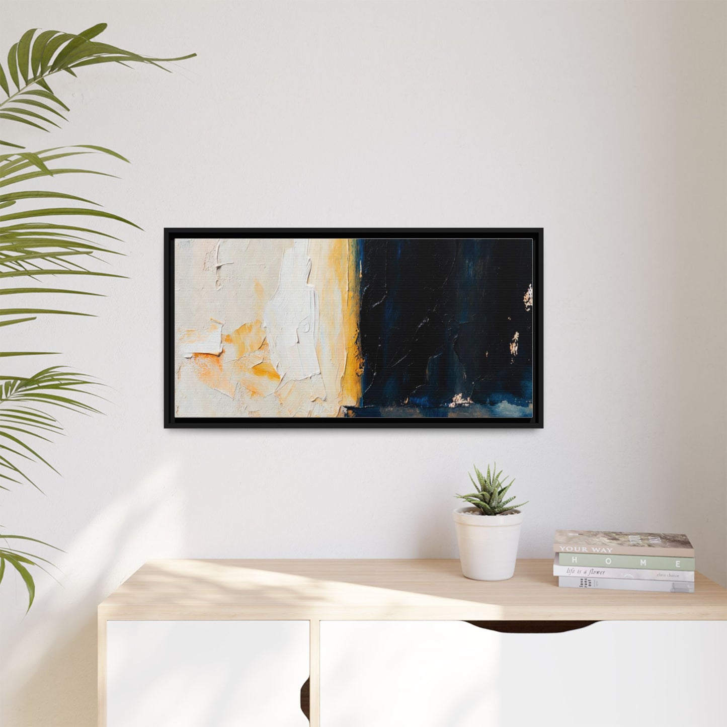 Abstract Coastal Texture Framed Canvas Art — Matte Multi-Color Wall Print