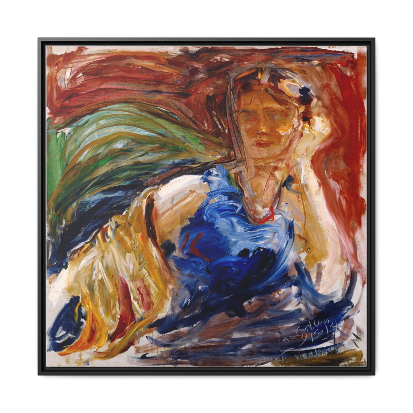 Portrait of hyllis Sjostrom by Akseli Gallen-Kallela Canvas Matte Framed Wall Art Print