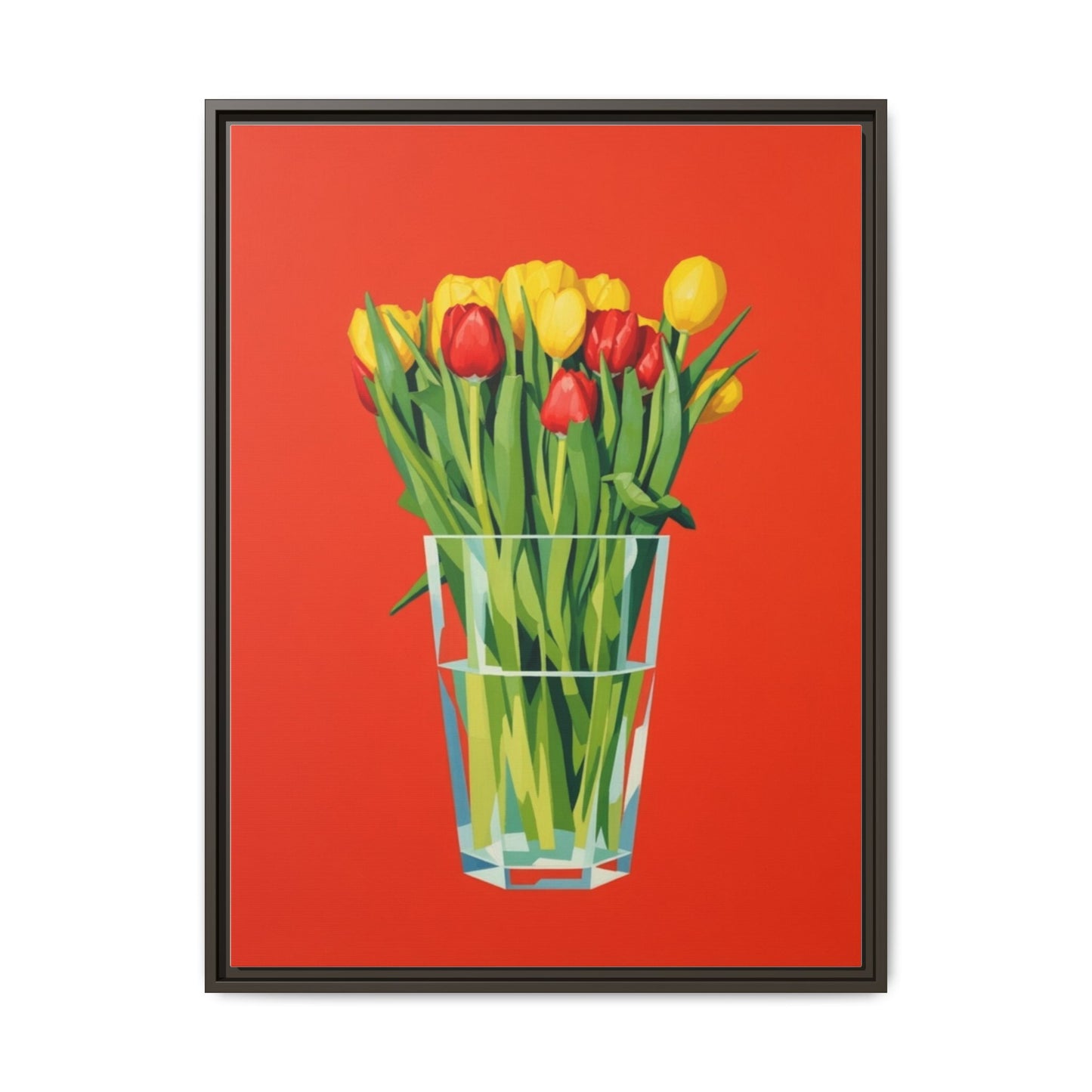 Framed Tulip Bouquet Matte Canvas Art — Vibrant Red Floral Wall Print