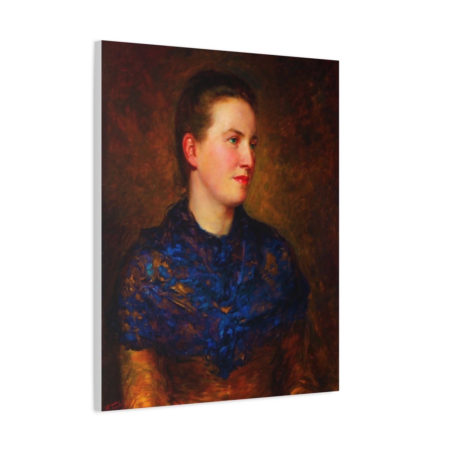 Portrait Canvas Print — Vintage Woman Oil Painting on Stretched Matte Canvas