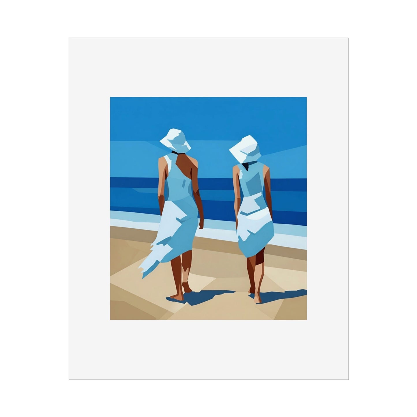 Beach Stroll Art Poster — Minimalist Coastal Print (Rolled Poster)
