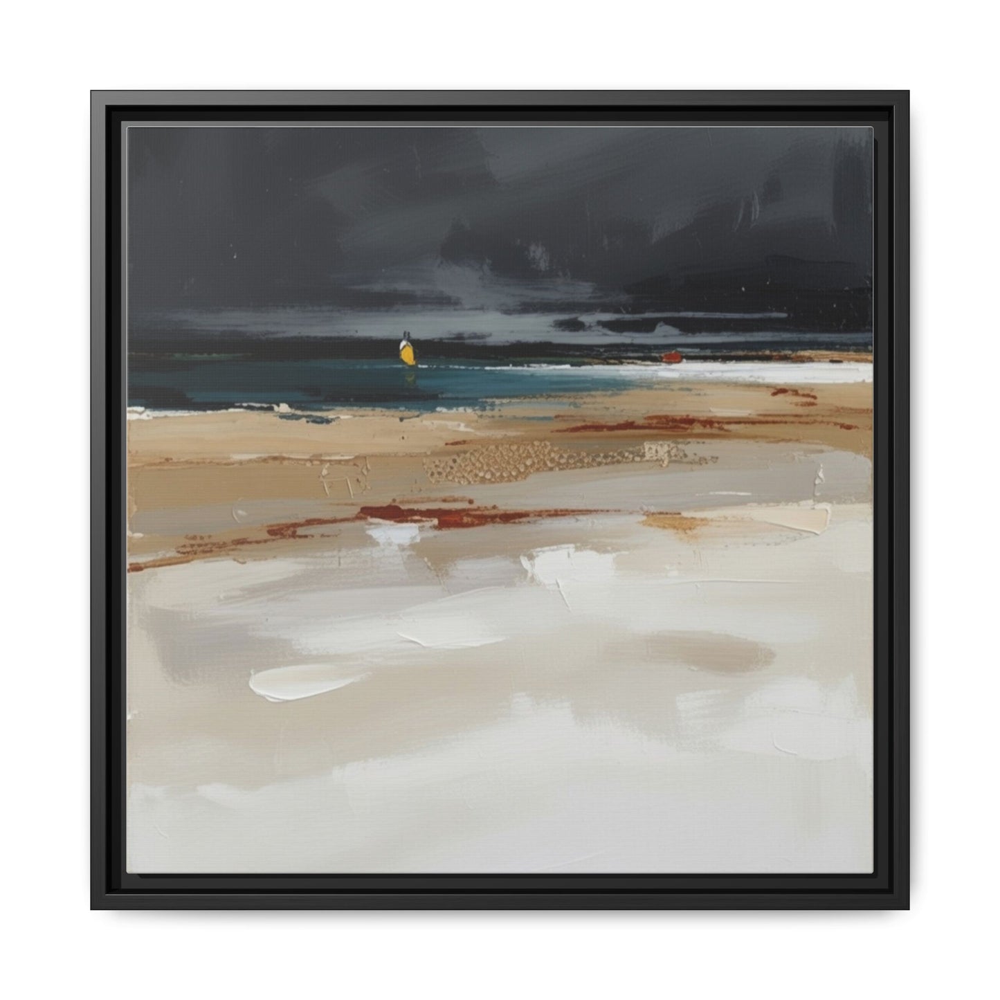 Framed Matte Canvas Beachscape Art Print — Coastal Abstract Wall Decor