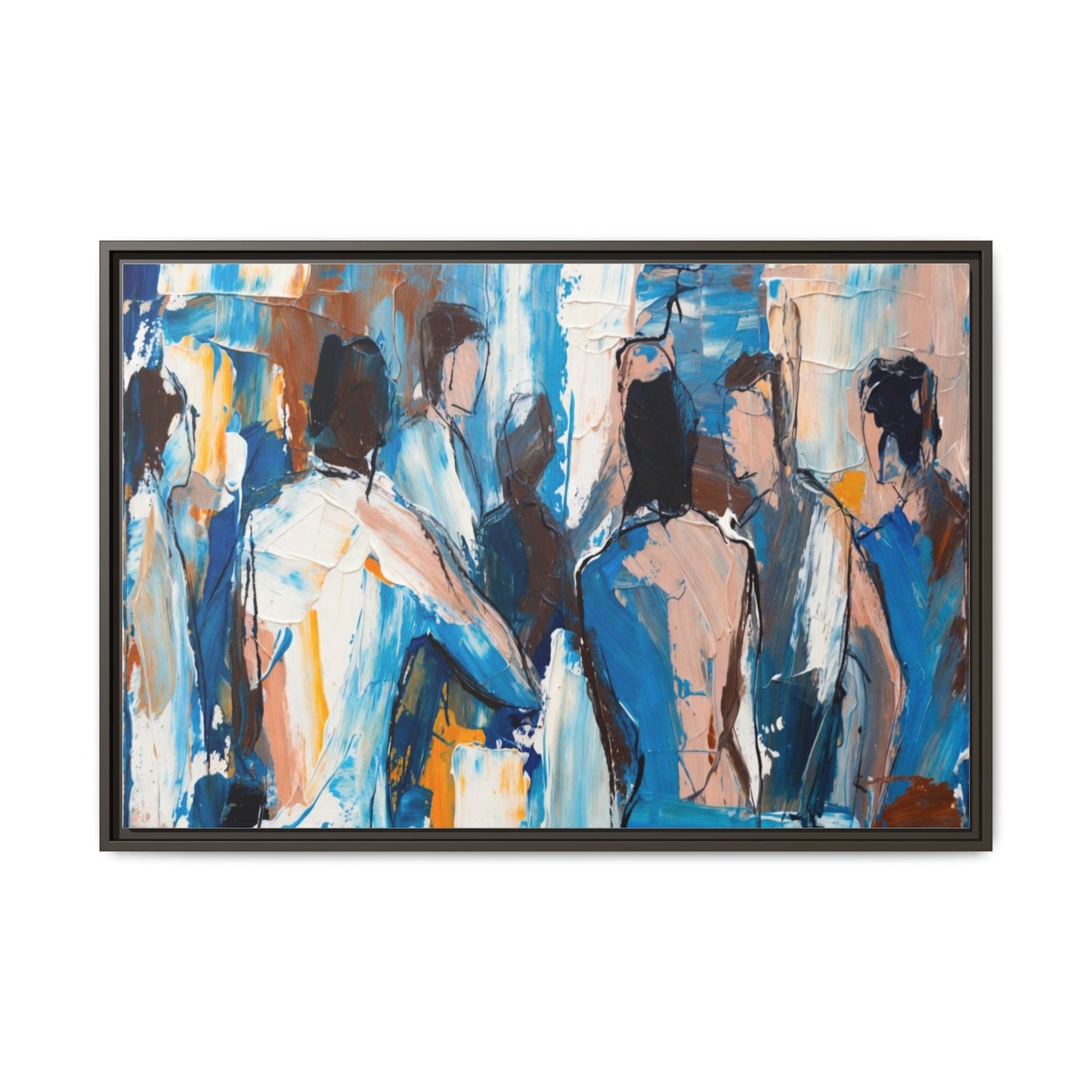 Abstract Coastal Figures Matte Canvas Framed Wall Art