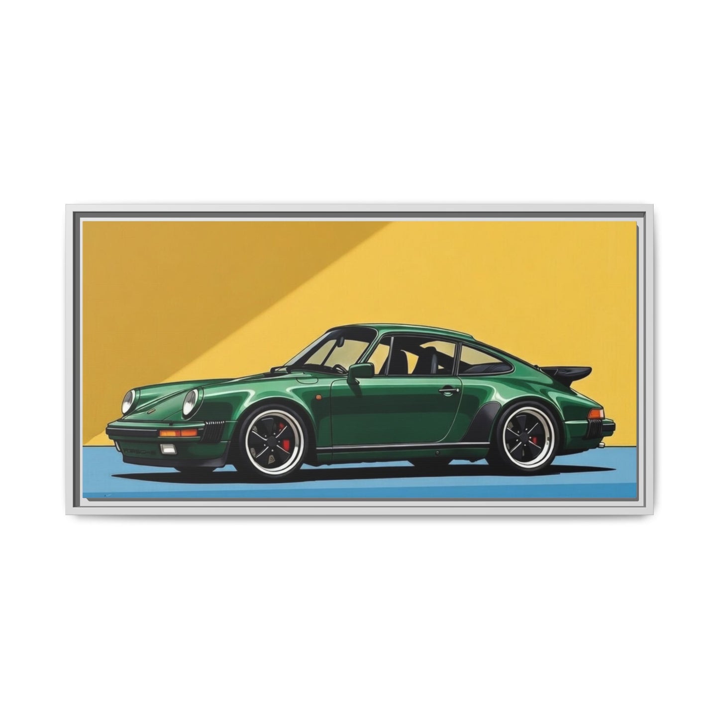 Framed Matte Canvas — Green Sports Car Wall Art