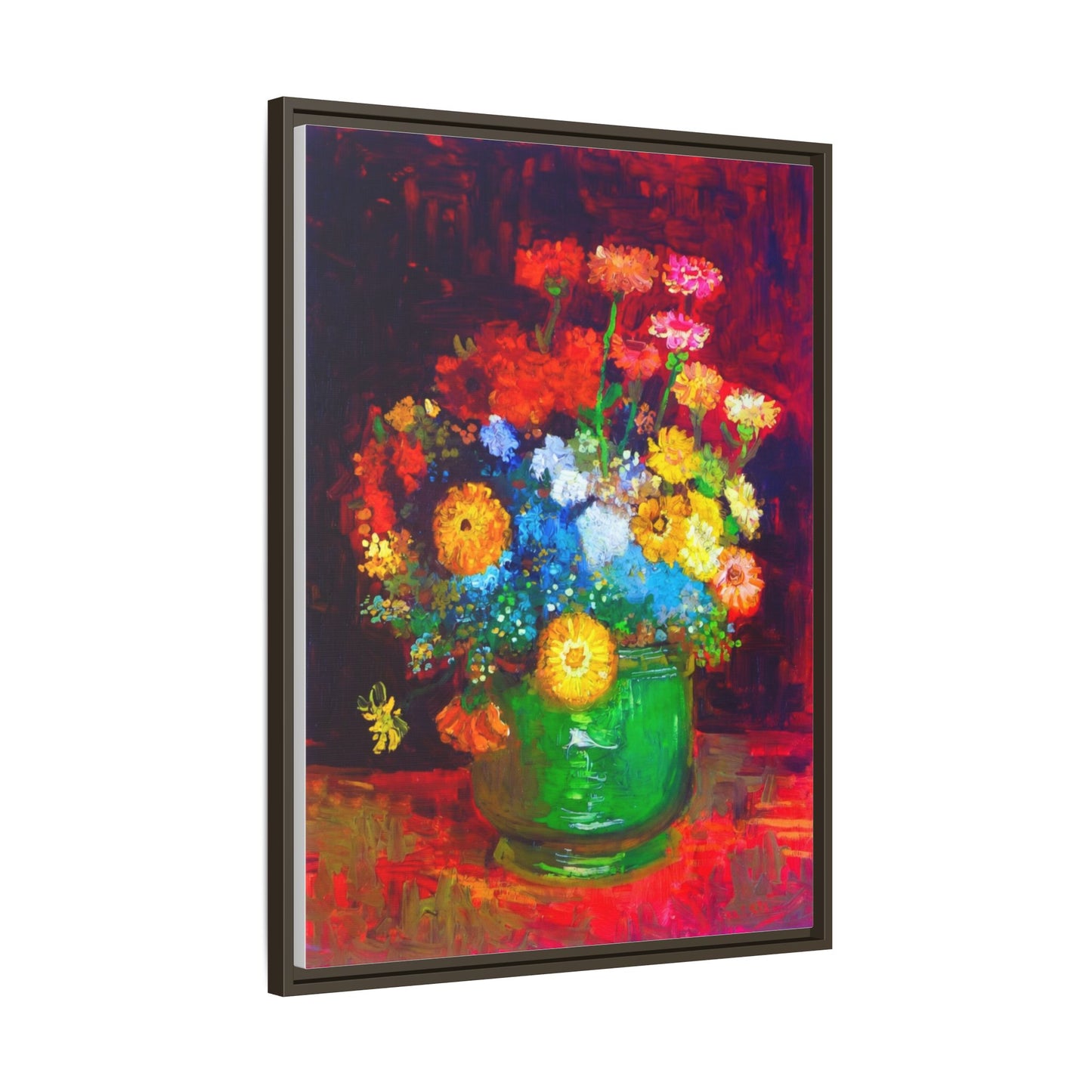 Framed Floral Canvas Print — Colorful Bouquet Wall Art