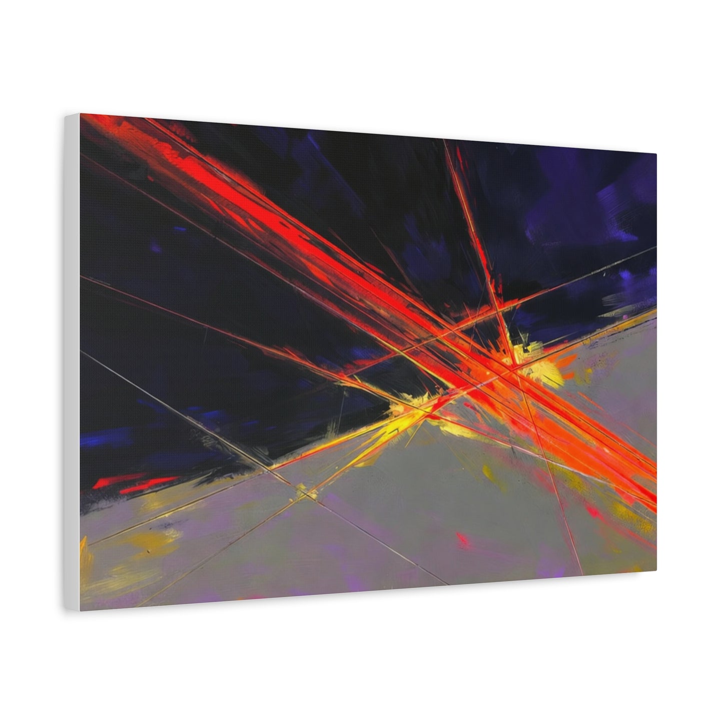 Abstract Red Streaks Matte Canvas Print — Modern Geometric Wall Art