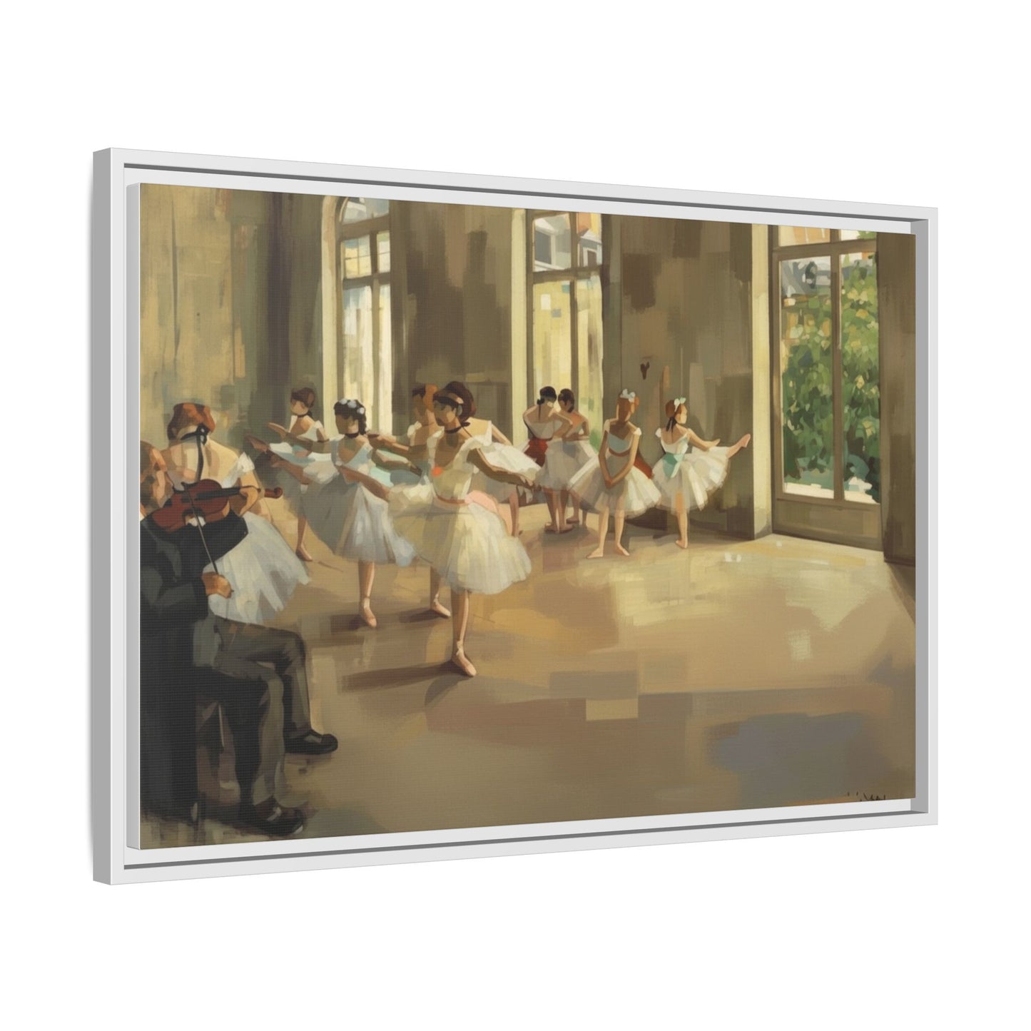 Framed Matte Canvas Print — Ballet Class Scene (Impressionist Dancers)