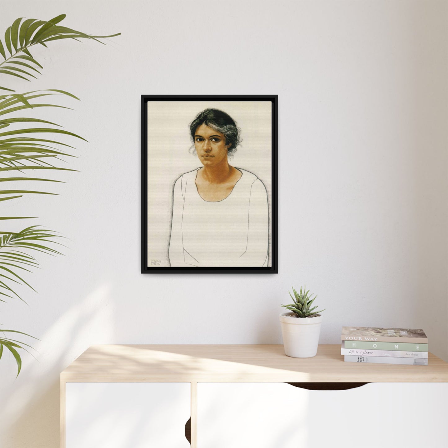 Portrait of a Woman by Winold Reiss Framed Matte Canvas Portrait Print