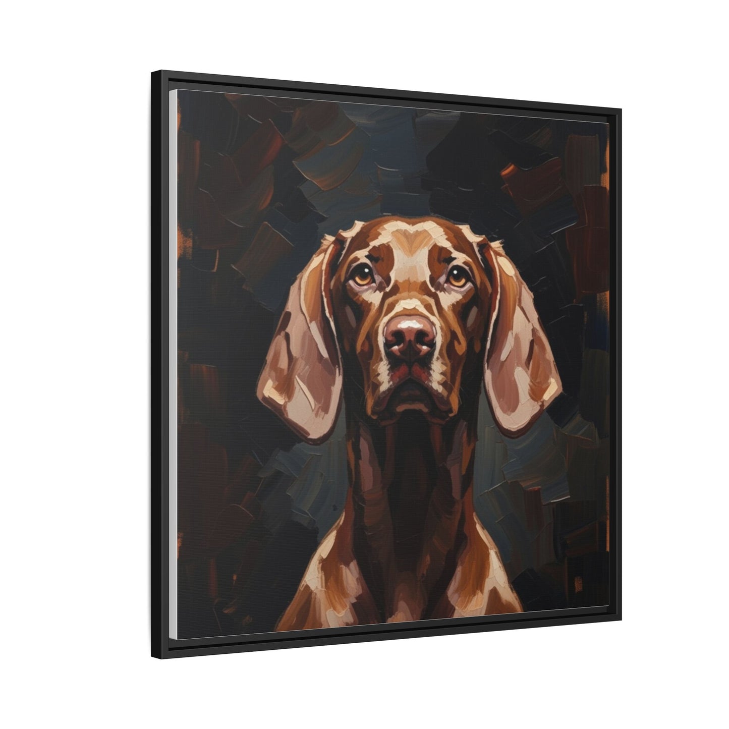 Framed Matte Canvas Dog Portrait – Brown Vizsla Wall Art