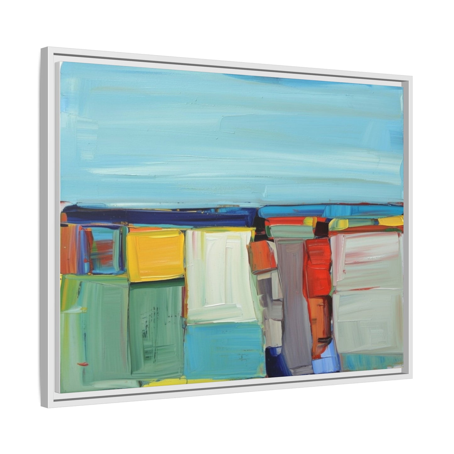 Abstract Coastal Blocks Matte Canvas Print (Framed)