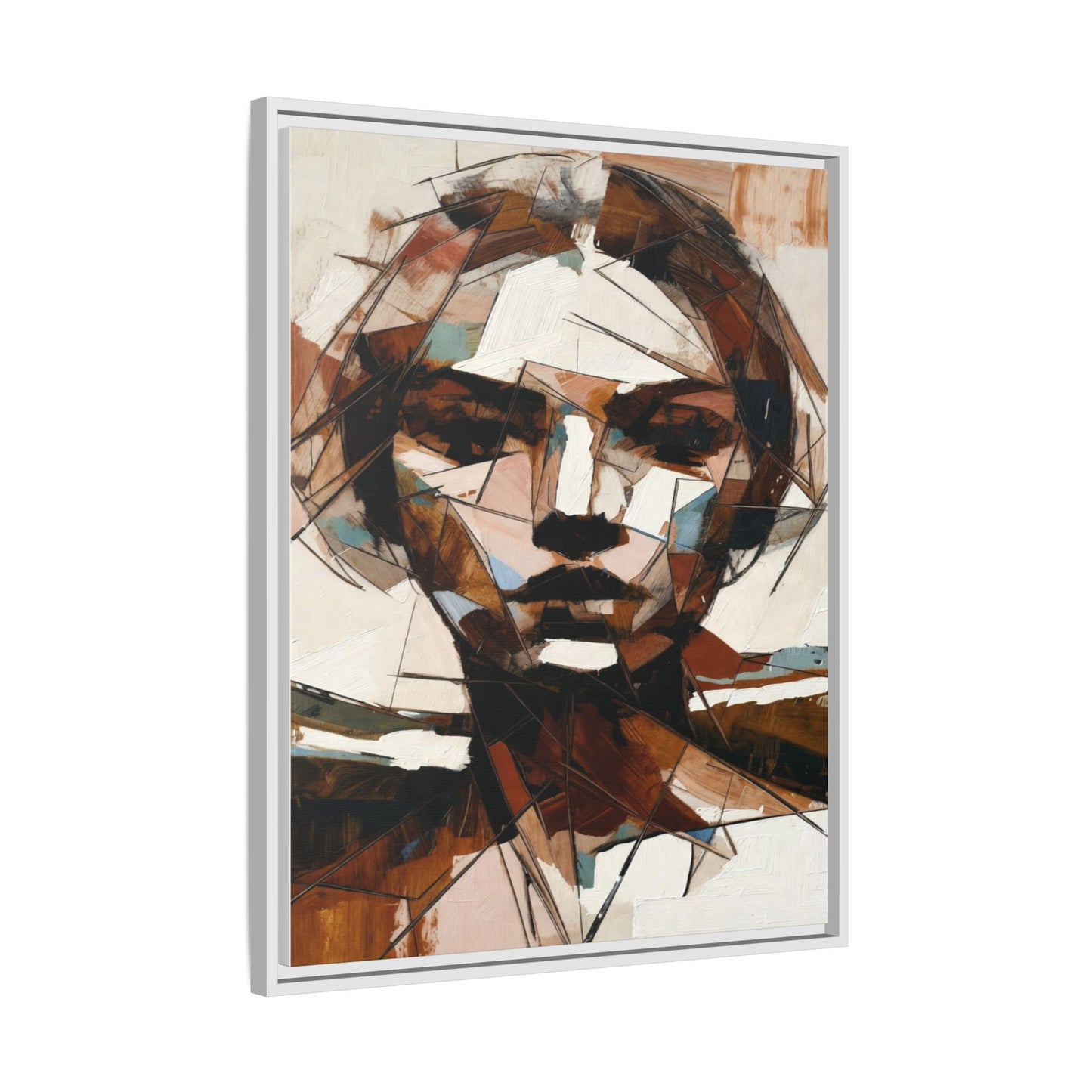 Abstract Woman Portrait Matte Canvas Framed — Geometric Multi-Color Wall Art