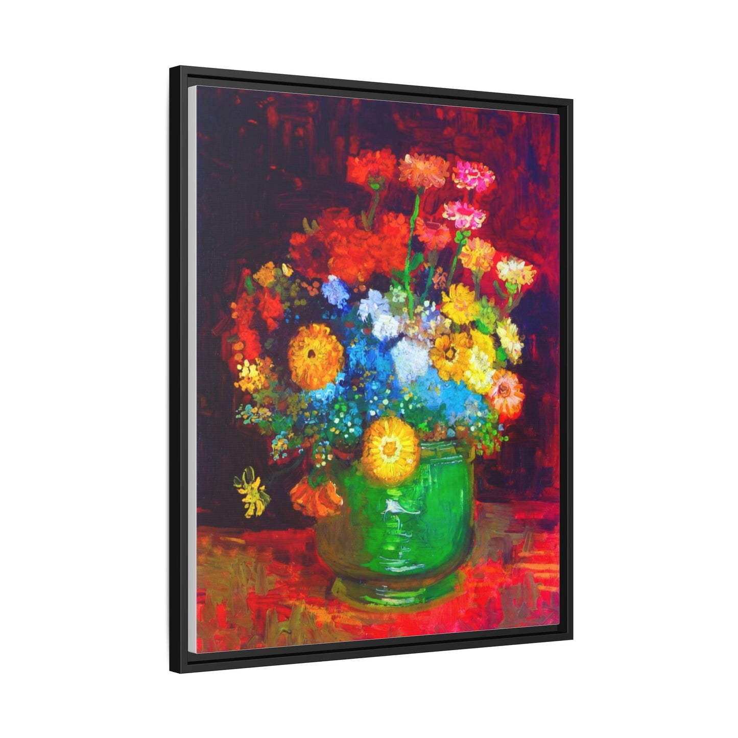 Framed Floral Canvas Print — Colorful Bouquet Wall Art
