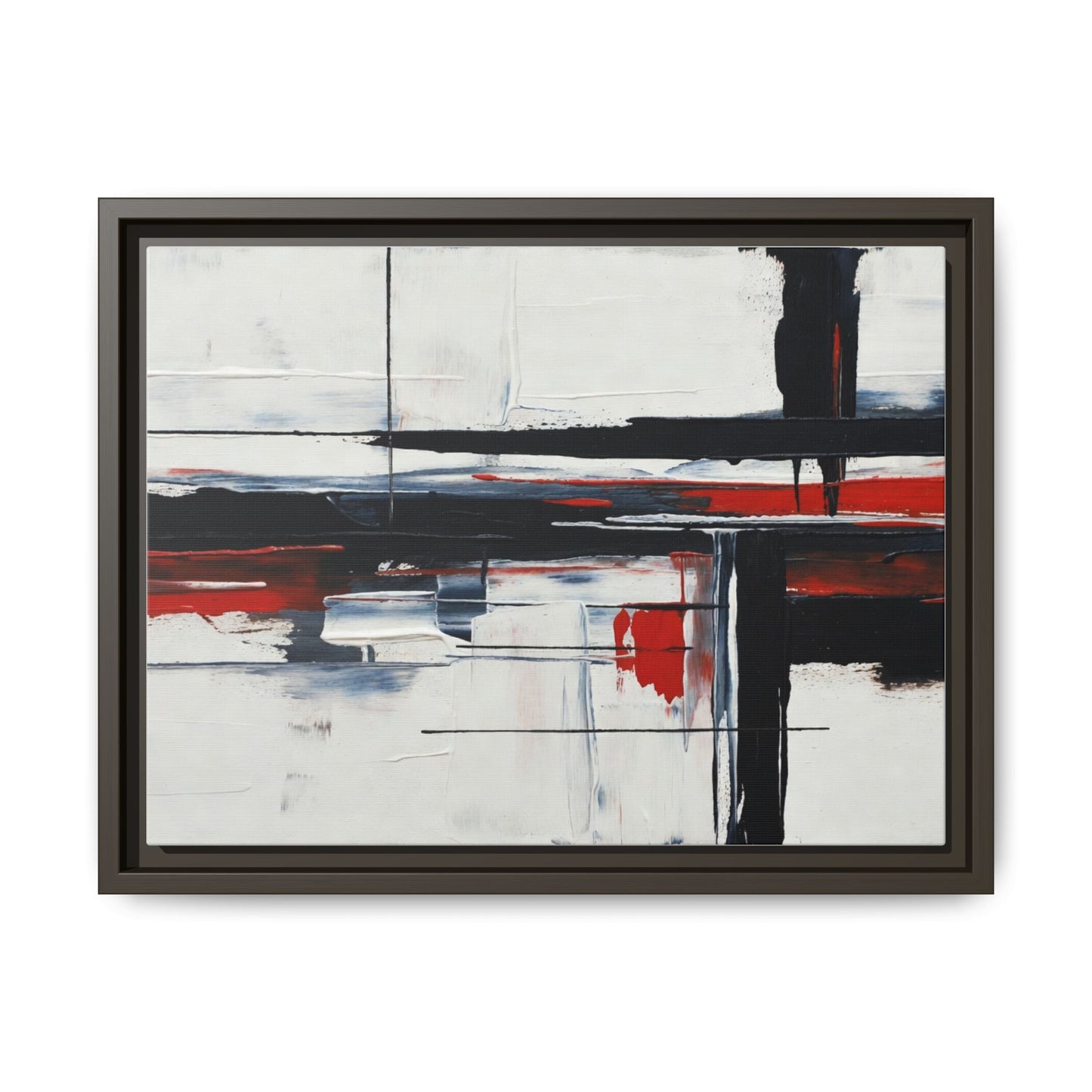 Abstract Red & Black Framed Canvas Art — Modern Matte Wall Painting