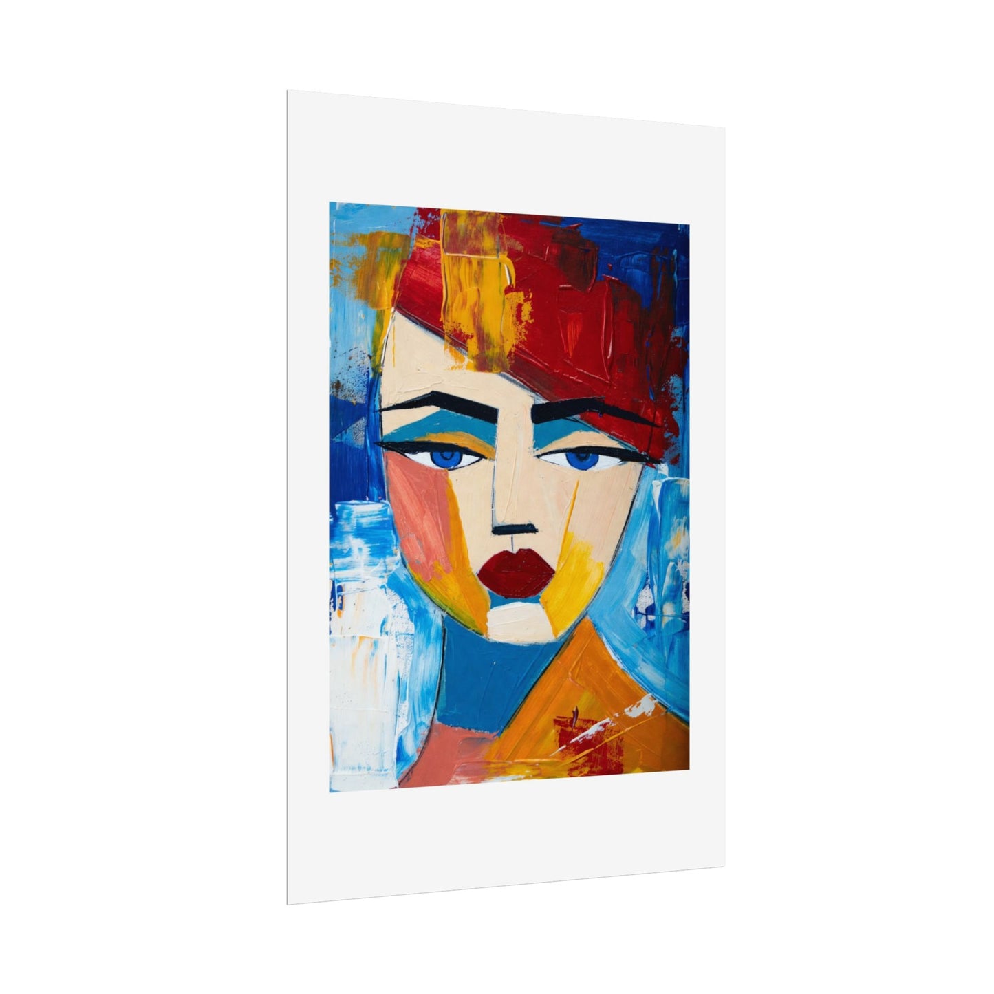 Abstract Colorful Face Poster - Modern Expressionist Rolled Art Print