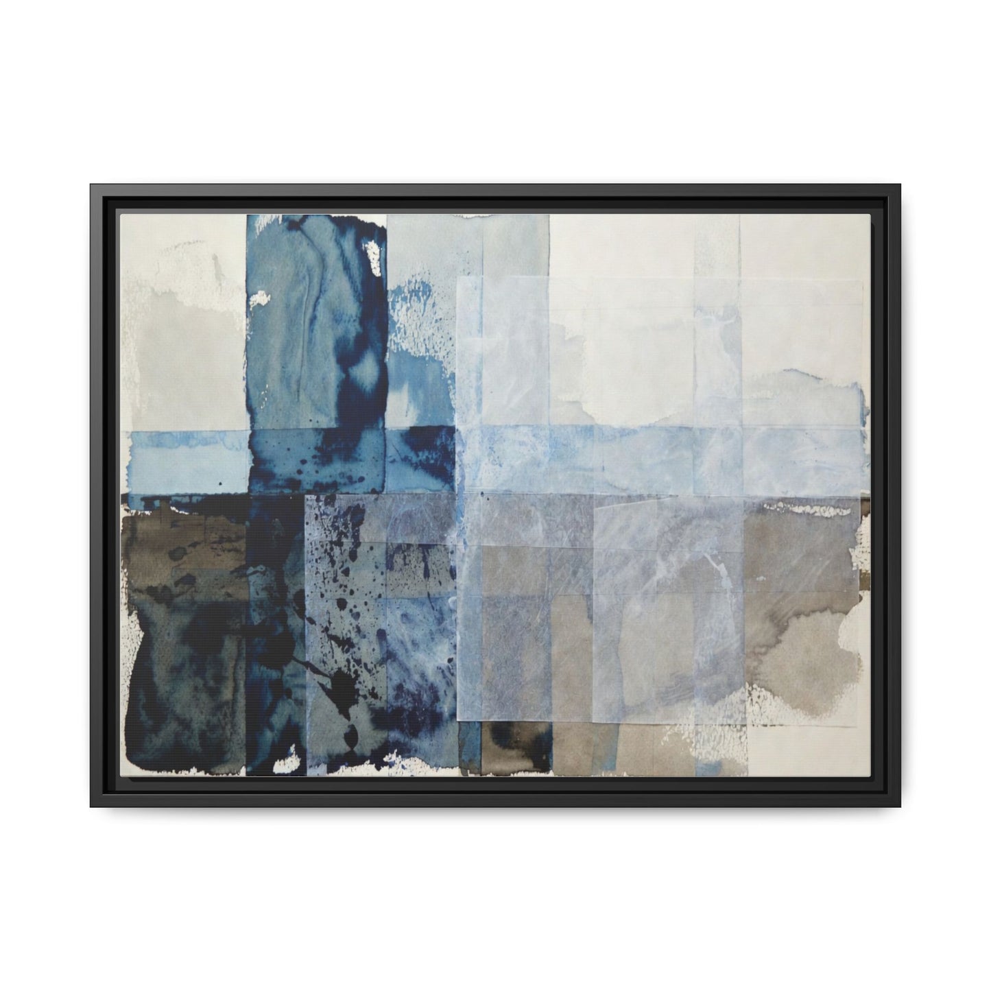 Abstract Coastal Blue Framed Canvas Art