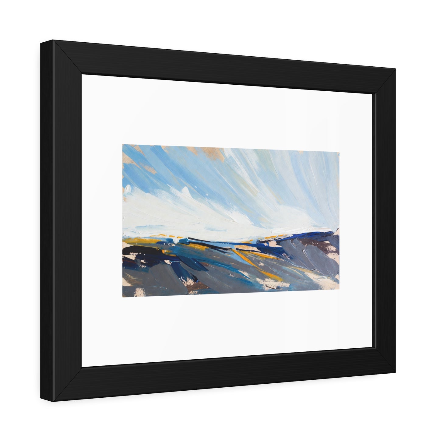 Abstract Coastal Landscape Framed Poster — Blue Seascape Wall Art