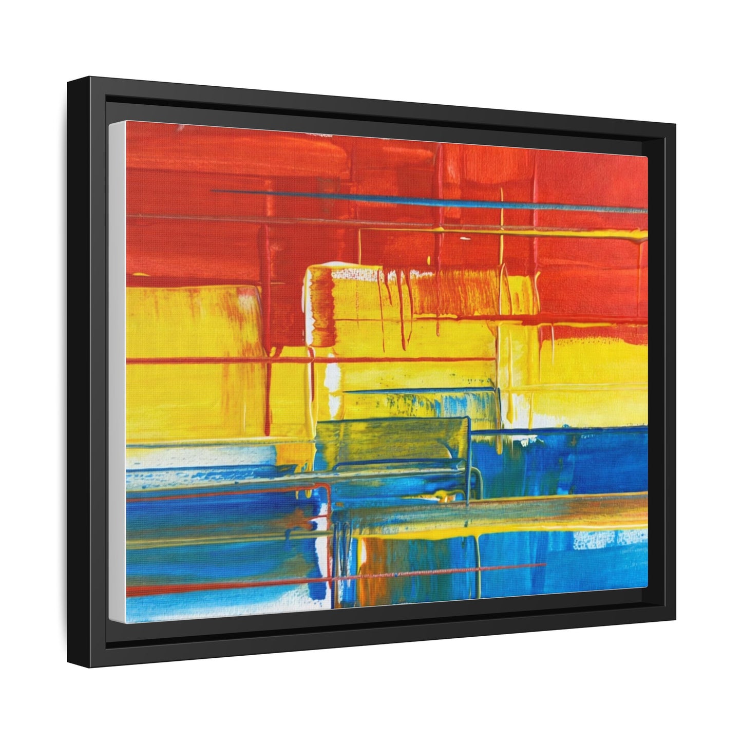Abstract Multi-Color Framed Canvas Art — Modern Geometric Wall Decor
