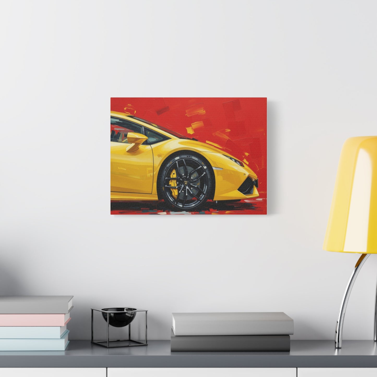 Yellow Sports Car Canvas Print - Modern Automotive Wall Art (Matte Stretched)