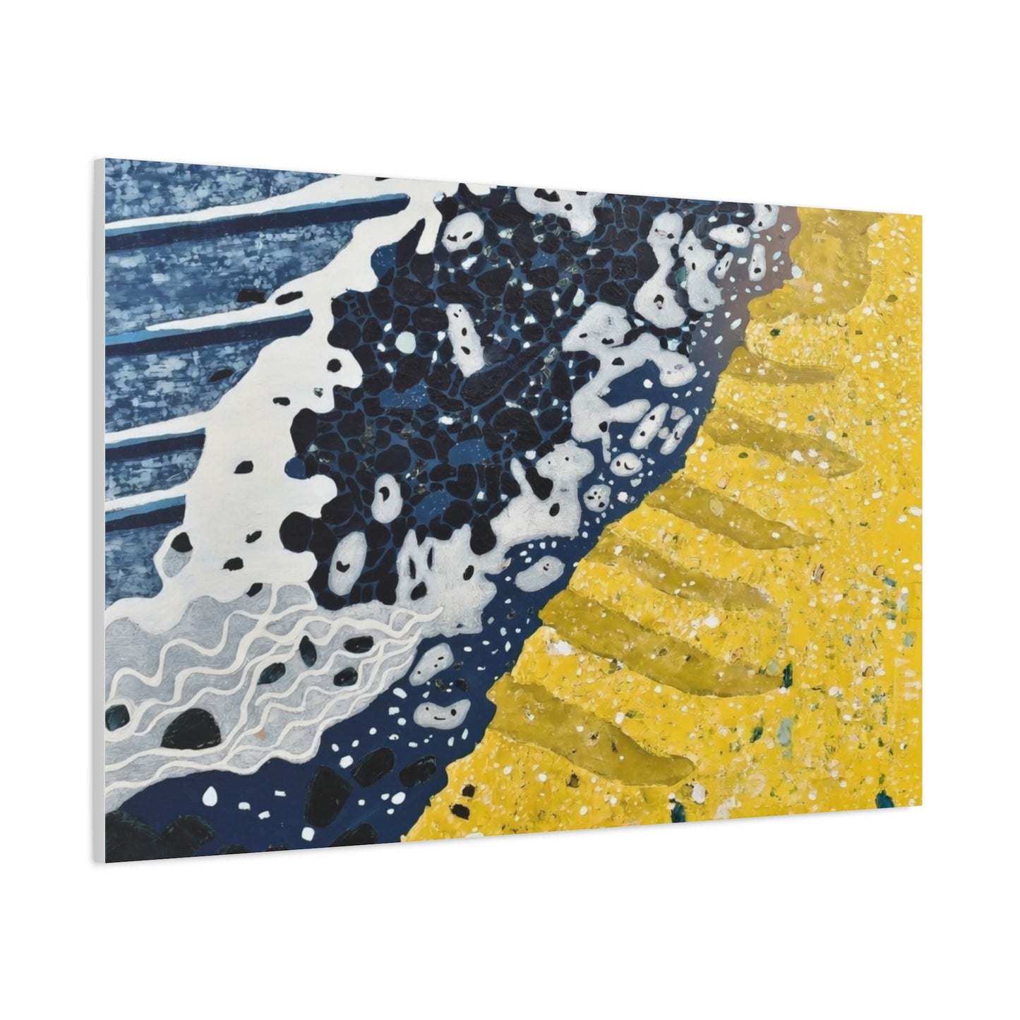 Abstract Blue & Yellow Fluid Art Canvas Print — Matte Stretched Wall Art