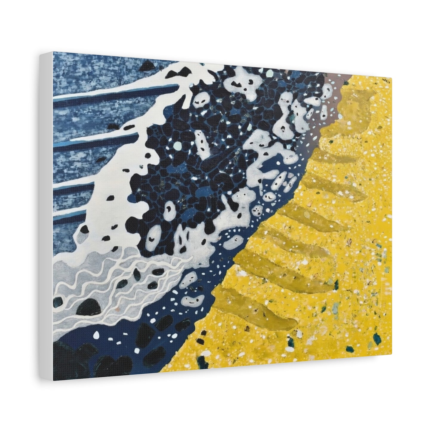 Abstract Blue & Yellow Fluid Art Canvas Print — Matte Stretched Wall Art