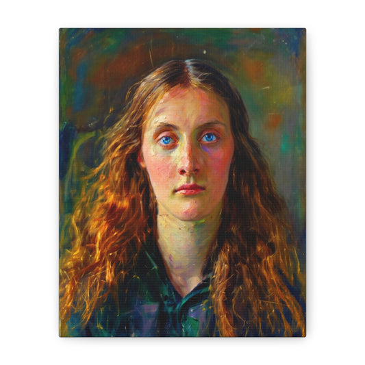 Portrait Canvas Print — Victorian Woman Oil Painting on Stretched Matte Canvas